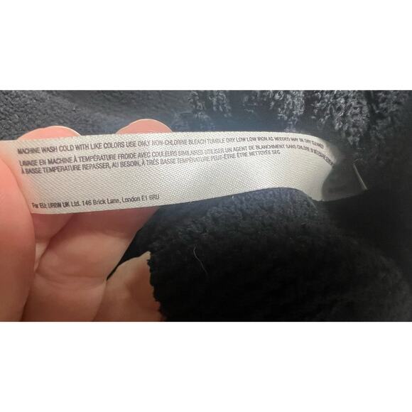 Free People Beach Size Small Black Bino Pullover Button Crop Gathered Sweater - Picture 11 of 12